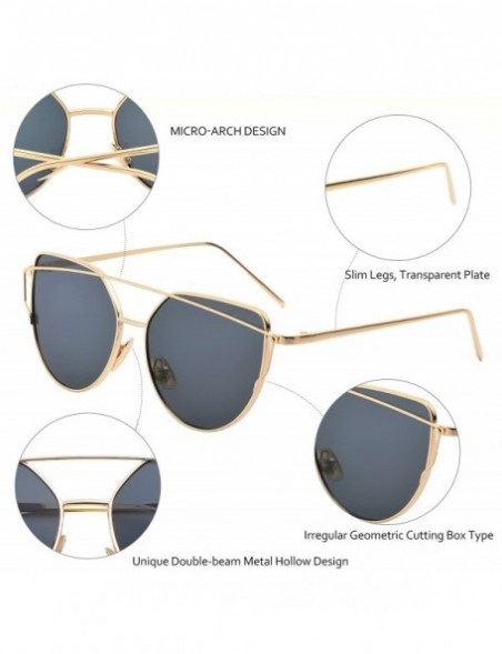 Cat Eye Cat Eye Mirrored Lenses Metal Frame Sunglasses for Women Men - Gold Frame/Gray Lens - C7189ISQIRQ $14.21