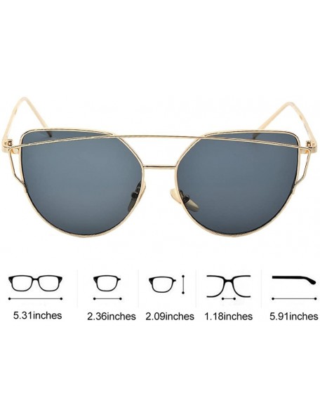 Cat Eye Cat Eye Mirrored Lenses Metal Frame Sunglasses for Women Men - Gold Frame/Gray Lens - C7189ISQIRQ $14.21