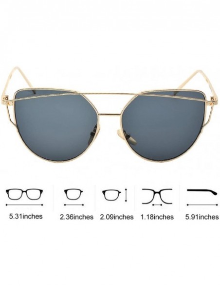 Cat Eye Cat Eye Mirrored Lenses Metal Frame Sunglasses for Women Men - Gold Frame/Gray Lens - C7189ISQIRQ $14.21
