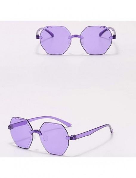 Rimless Polarized Sunglasses for Women Classic Trendy Stylish Sun Glasses 100% UV Protection - Purple - C21906QINE7 $9.15