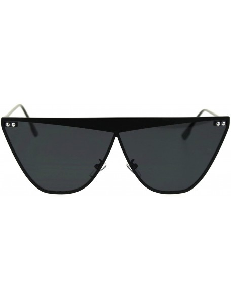 Cat Eye Womens Metal Rim Flat Top Cat Eye Retro Goth Sunglasses - All Black - CA18TWDL8H8 $14.22