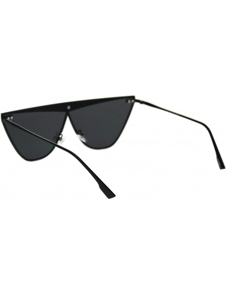 Cat Eye Womens Metal Rim Flat Top Cat Eye Retro Goth Sunglasses - All Black - CA18TWDL8H8 $14.22