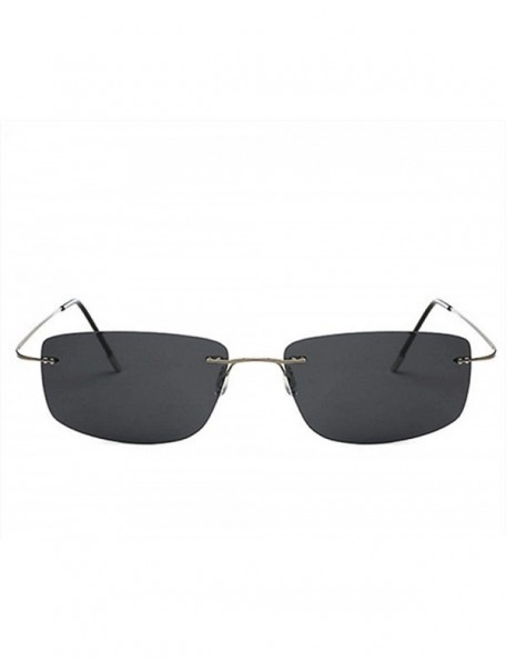 Oversized Titanium Rimless Sunglasses Polarized Men Super Thin Frameless Sun Black - Black - CU18XE0W3HK $17.45