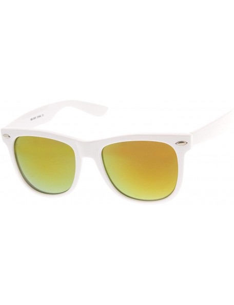 Wayfarer Oversized Mod White Frame Flash Mirror Lens Horn Rimmed Sunglasses (White Sun) - CN11MV5YOKB $9.03