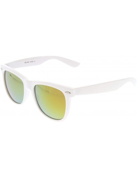 Wayfarer Oversized Mod White Frame Flash Mirror Lens Horn Rimmed Sunglasses (White Sun) - CN11MV5YOKB $9.03