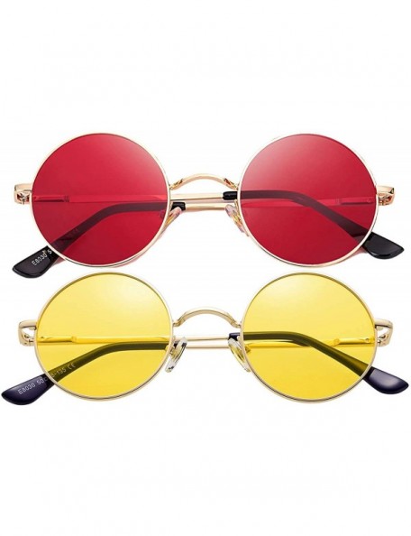 Round 2-Pack John Lennon Style Round Sunglasses for Men Women Polarized Small Circle Sun Glasses - C2192EENX73 $13.31
