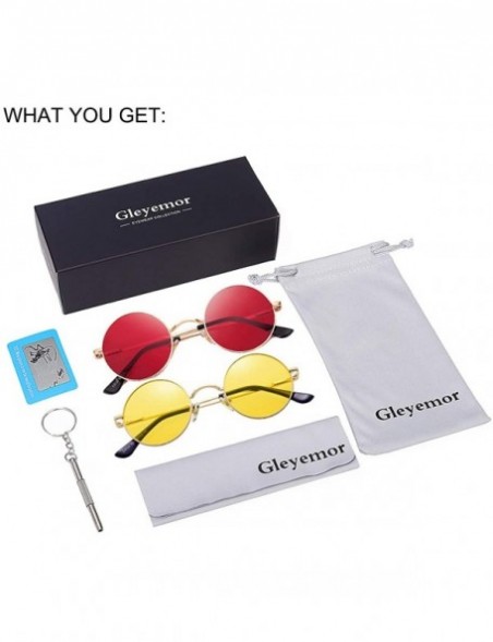 Round 2-Pack John Lennon Style Round Sunglasses for Men Women Polarized Small Circle Sun Glasses - C2192EENX73 $13.31