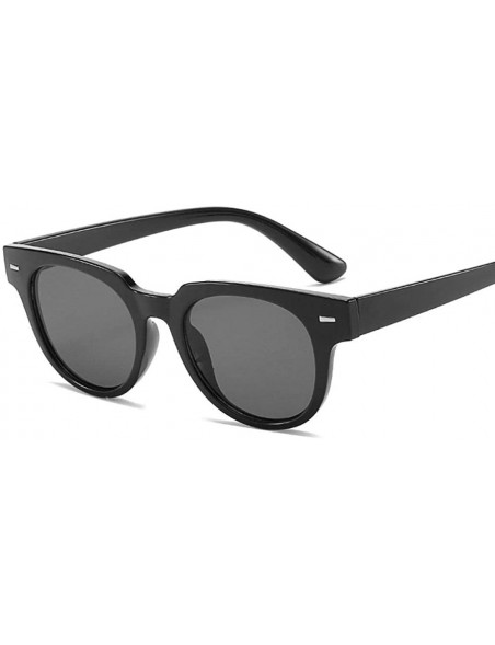 Cat Eye Retro Cat Eye Sunglasses Women New Fashion Round Sun C3black Gradual Grey - C1bright Black Grey - CU196R0QMOW $10.30