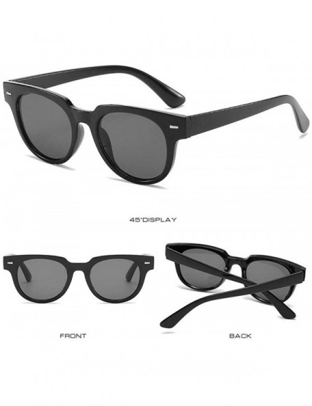 Cat Eye Retro Cat Eye Sunglasses Women New Fashion Round Sun C3black Gradual Grey - C1bright Black Grey - CU196R0QMOW $10.30