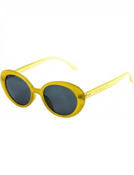 Oval Bold Retro Oval Mod Thin Frame Sunglasses Clout Goggles with Round Lens - Yellow - C3186UKXQDZ $10.81