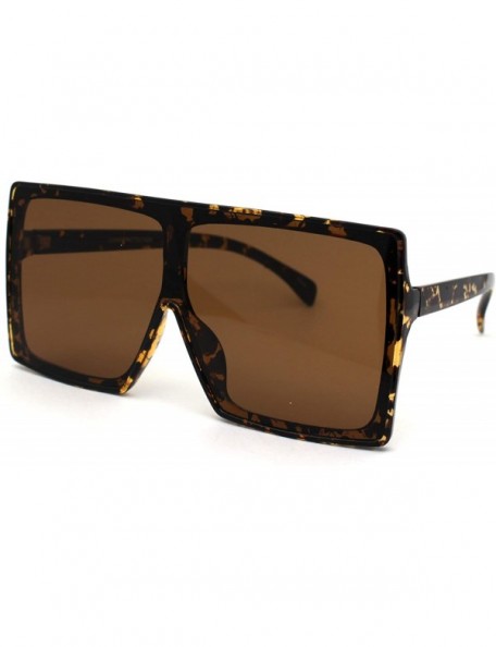 Oversized 80s Oversize Rectangular Flat Top Mob Sunglasses - Tortoise Brown - C818AH95RNH $11.20