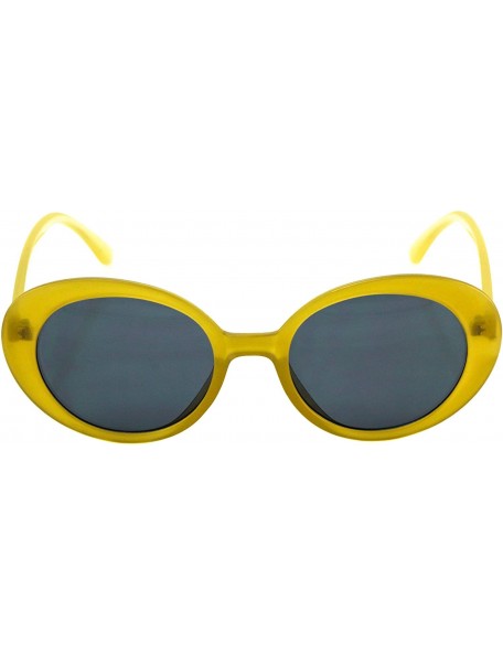 Oval Bold Retro Oval Mod Thin Frame Sunglasses Clout Goggles with Round Lens - Yellow - C3186UKXQDZ $10.81