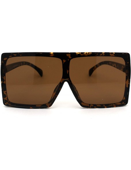 Oversized 80s Oversize Rectangular Flat Top Mob Sunglasses - Tortoise Brown - C818AH95RNH $11.20