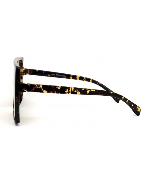 Oversized 80s Oversize Rectangular Flat Top Mob Sunglasses - Tortoise Brown - C818AH95RNH $11.20