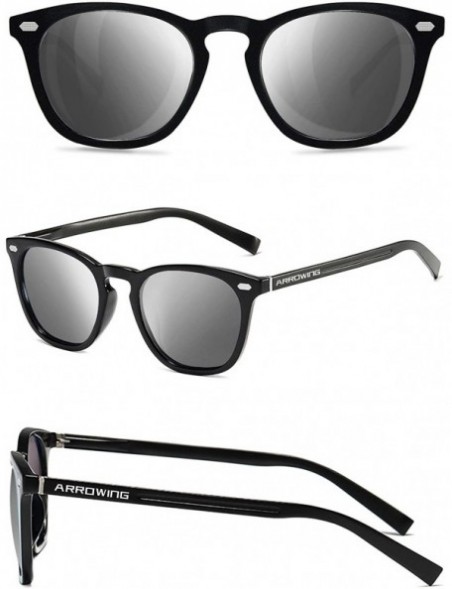 Oversized Polarized Protection Sunglasses - Black Frame/Silver Lens - C5194R3UYO2 $10.75