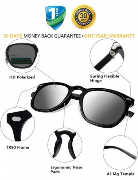 Oversized Polarized Protection Sunglasses - Black Frame/Silver Lens - C5194R3UYO2 $10.75