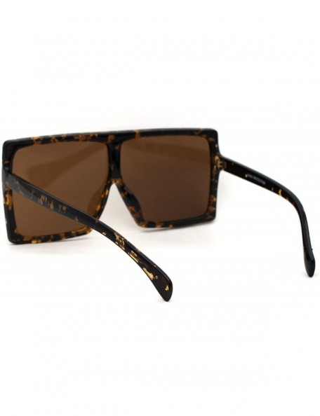 Oversized 80s Oversize Rectangular Flat Top Mob Sunglasses - Tortoise Brown - C818AH95RNH $11.20