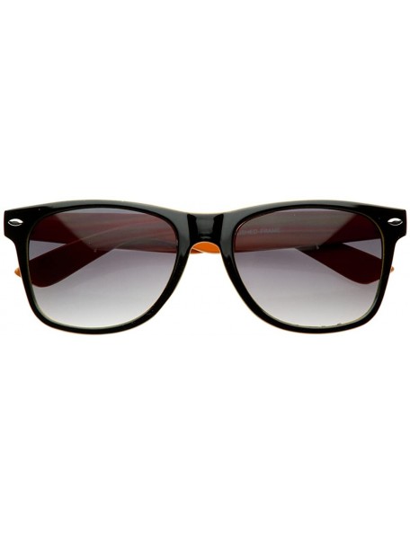 Wayfarer Two Tone Multi Color Neon Retro Fashion Classic Horn Rimmed Style Sunglasses - Black-orange - CF116RH61C3 $13.29