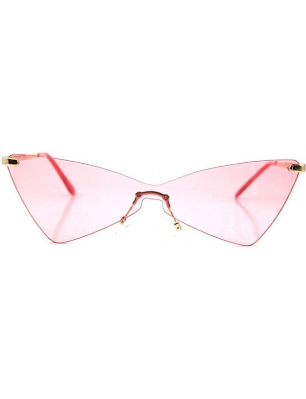 Goggle Metallic Cat Eye Rimless Sunglasses - Pink - CW18Y255NSU $29.73