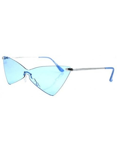 Goggle Metallic Cat Eye Rimless Sunglasses - Pink - CW18Y255NSU $29.73