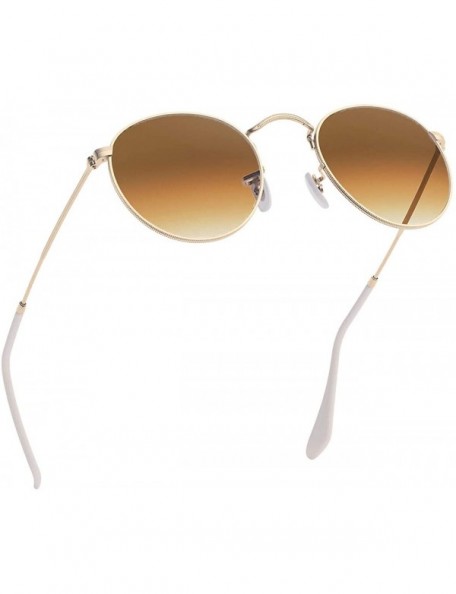 Round Round Polarized Sunglasses for Small Face-John Lennon Vintage Circle Trendy Sun Glasses (Brown Lens) - CF193E5CNNW $8.20