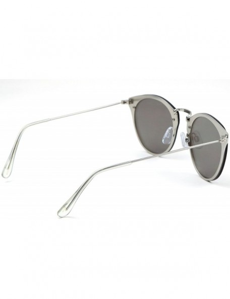 Cat Eye Flat Color Mirror Lens Rimless Back Flat Frame Geometric Cat Eye Sunglasses - Silver - CI1903UMQYL $10.82