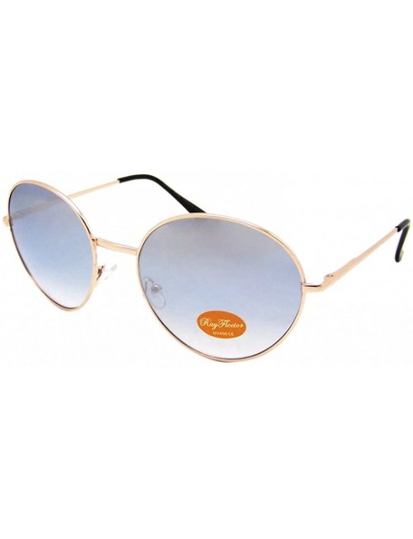 Round Mirrored sunglasses round golden medium Oversize John Lennon 400UV Vintage - Blue - CI11UJSQ20H $21.31