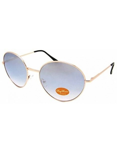 Round Mirrored sunglasses round golden medium Oversize John Lennon 400UV Vintage - Blue - CI11UJSQ20H $21.31