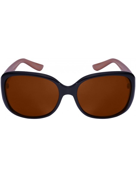 Oval Chic Two Toned Sunnies w/Polarized Lens 32062TT-P - Black+jelly Brown - C7185KM0C20 $9.02