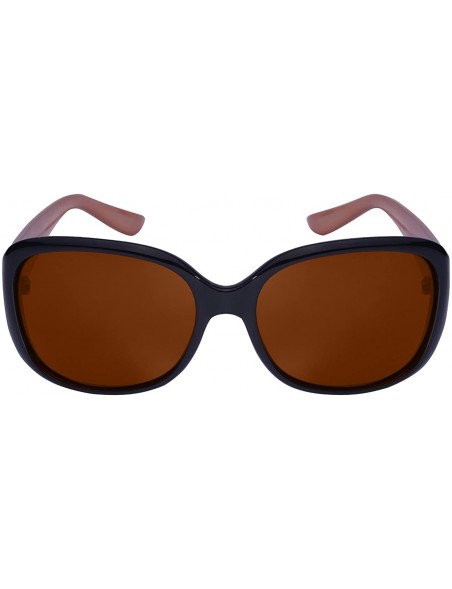 Oval Chic Two Toned Sunnies w/Polarized Lens 32062TT-P - Black+jelly Brown - C7185KM0C20 $9.02