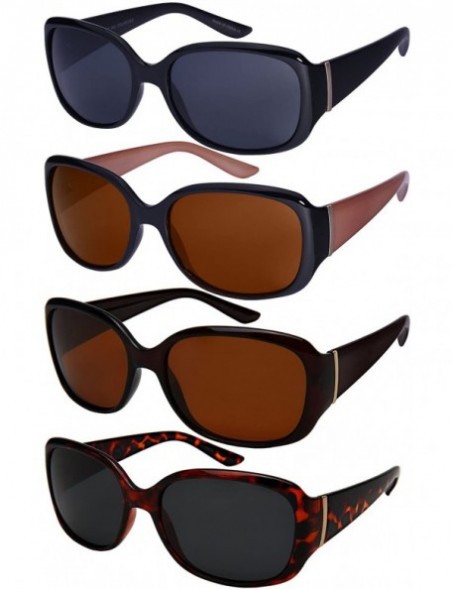 Oval Chic Two Toned Sunnies w/Polarized Lens 32062TT-P - Black+jelly Brown - C7185KM0C20 $9.02