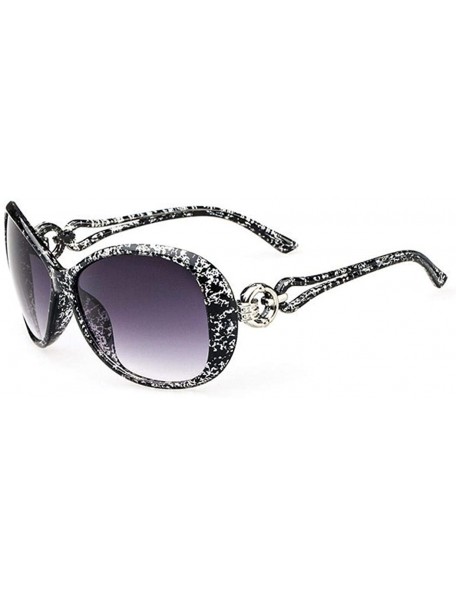 Oval Women Fashion Oval Shape UV400 Framed Sunglasses Sunglasses - Black White - CF197USN6M7 $15.44