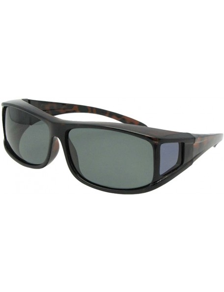 Wrap Polarized Fit Over Sunglasses Worn Over Prescription Glasses F11 - Tortoise-med Dark Gray Lens - C1187O64XNS $19.21