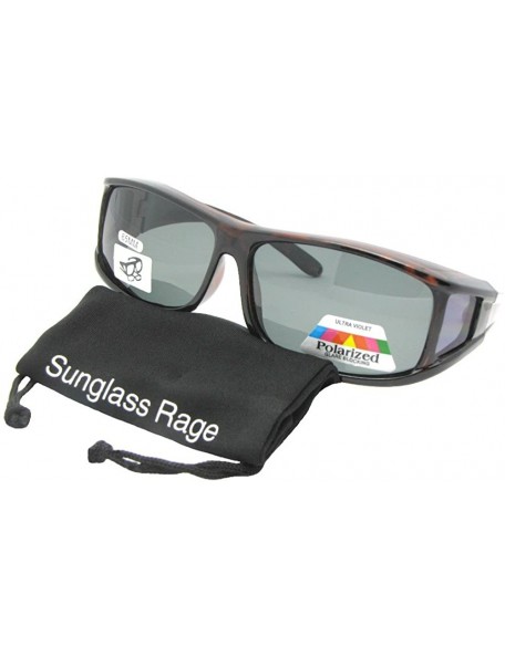 Wrap Polarized Fit Over Sunglasses Worn Over Prescription Glasses F11 - Tortoise-med Dark Gray Lens - C1187O64XNS $19.21