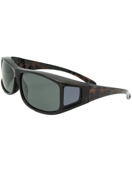 Wrap Polarized Fit Over Sunglasses Worn Over Prescription Glasses F11 - Tortoise-med Dark Gray Lens - C1187O64XNS $19.21