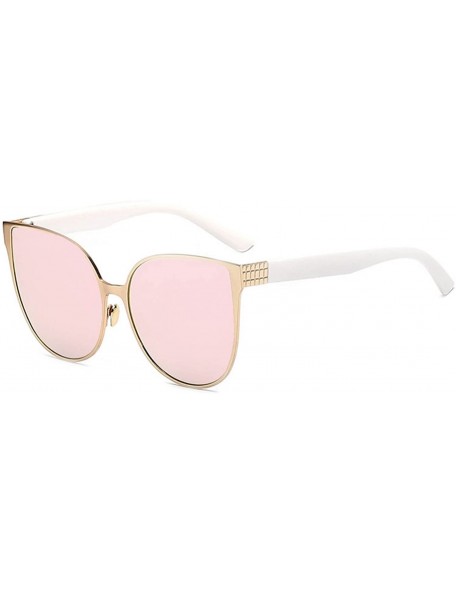 Cat Eye Cat Eye Women Fashion Designer Sunglasses Metal Frame Colored Lens - .86007_c5_gold_pink_mirror - CW12NUZ8YKP $8.83