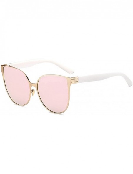 Cat Eye Cat Eye Women Fashion Designer Sunglasses Metal Frame Colored Lens - .86007_c5_gold_pink_mirror - CW12NUZ8YKP $8.83