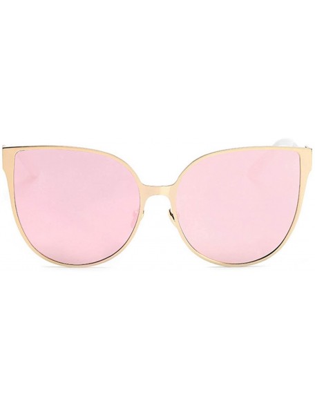 Cat Eye Cat Eye Women Fashion Designer Sunglasses Metal Frame Colored Lens - .86007_c5_gold_pink_mirror - CW12NUZ8YKP $8.83