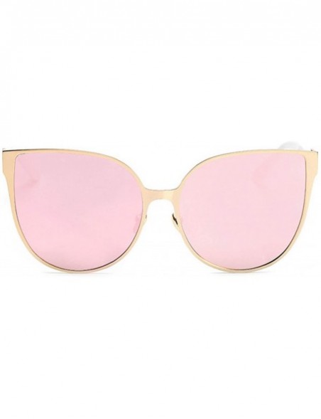 Cat Eye Cat Eye Women Fashion Designer Sunglasses Metal Frame Colored Lens - .86007_c5_gold_pink_mirror - CW12NUZ8YKP $8.83