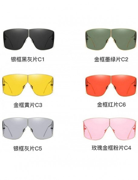 Oversized 2019 new fashion retro personality big box metal brand designer women's sunglasses - Green - C618U5Y0MY3 $10.82