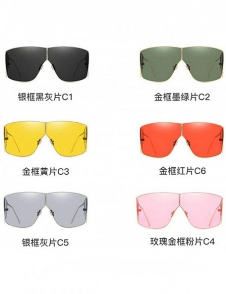 Oversized 2019 new fashion retro personality big box metal brand designer women's sunglasses - Green - C618U5Y0MY3 $10.82