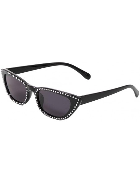 Cat Eye Retro Sharp Cat Eye Rhinestone Frame Sunglasses - Black - C8197QIDOQH $16.78