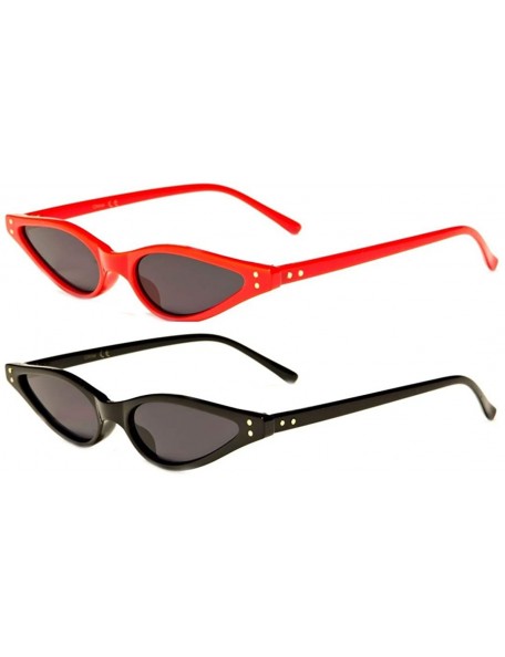 Square Cat Eye Low Profile Womens Accessories Sunglasses - For Soft Face Ladies - 2 Pack Red Black - CR18OTL450Y $23.19