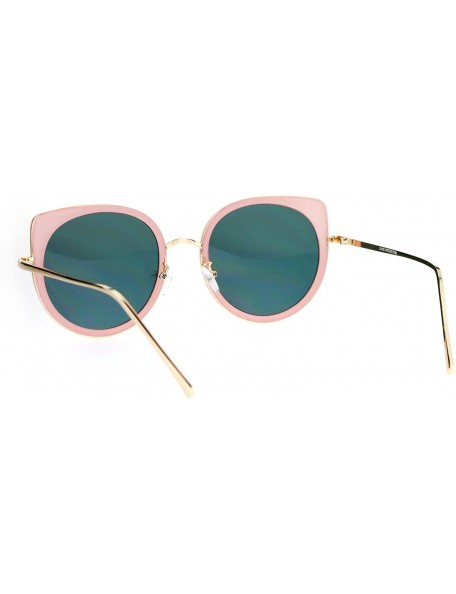 Round Flat Color Mirrored Round Cat Eye Womens Retro Sunglasses - All Pink - C712O2FUAOB $10.08