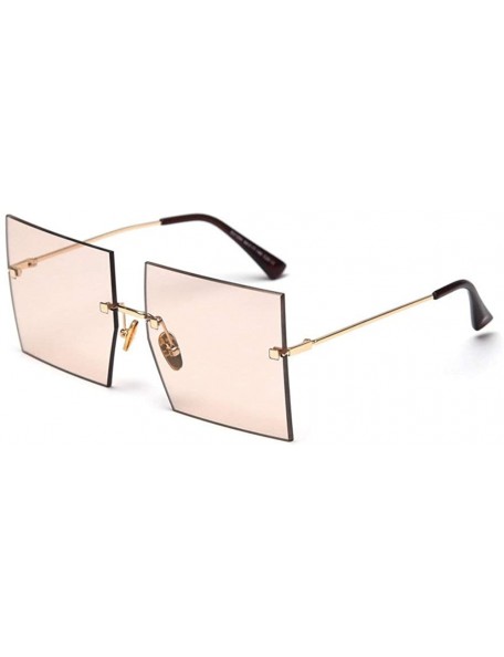 Square 2019 New Fashion Rimless oversized Square Sunglasses Women Sunshade glasses UV protection - Light Brown C20 - C518ZZ43...