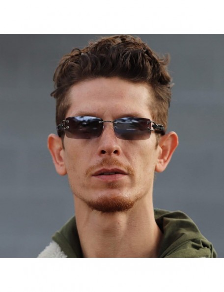 Rimless Mens Fashion Gold Stylish Glasses Clear Lens Rectangular Retro Rimless Tinted Sunglasses for Women - C518Z4YS04W $10.61