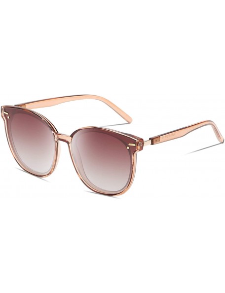 Round Fashion Round Vintage Retro Shades Sunglasses for Women W017 - Transparent Brown - CR196EZSTNX $23.22