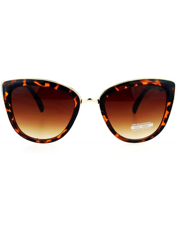 Butterfly Runway Fashion Metal Bridge Trim Oversized Cat Eye Sunglasses - Tortoise - CK12E37IPBN $13.30