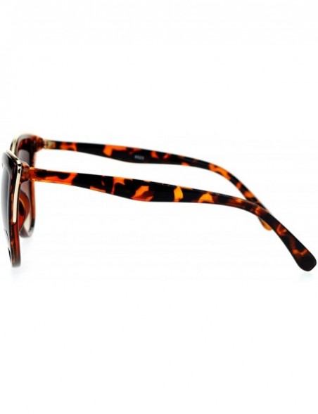 Butterfly Runway Fashion Metal Bridge Trim Oversized Cat Eye Sunglasses - Tortoise - CK12E37IPBN $13.30
