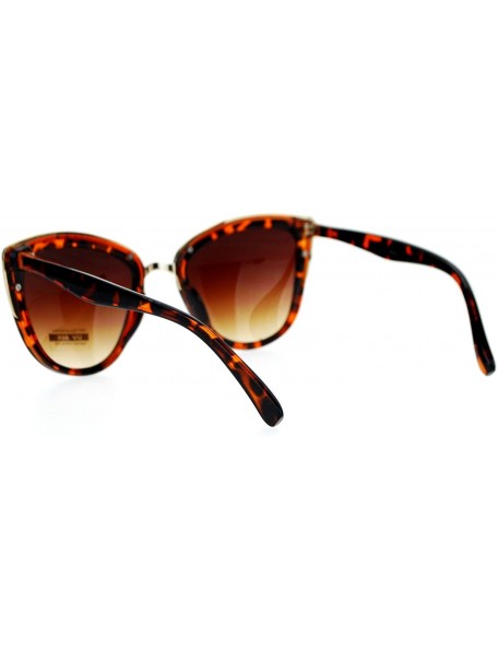 Butterfly Runway Fashion Metal Bridge Trim Oversized Cat Eye Sunglasses - Tortoise - CK12E37IPBN $13.30